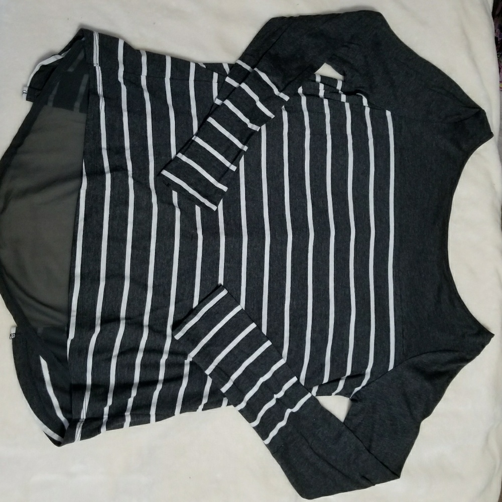 NWT Press striped shirt with sheer back